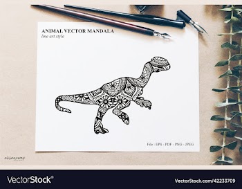 dinos mandala line art style boho style