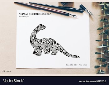 dinos mandala line art style boho style