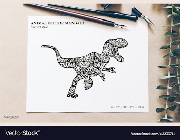 dinos mandala line art style boho style