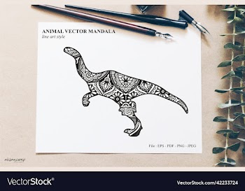 dinos mandala line art style boho style