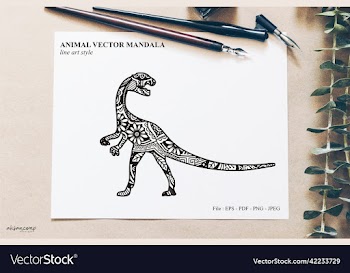 dinos mandala line art style boho style
