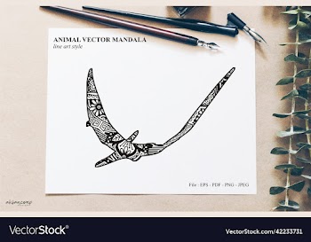 dinos mandala line art style boho style