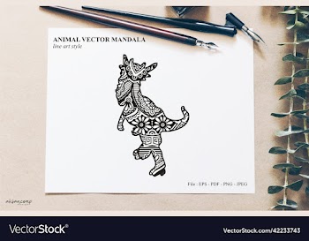 dinos mandala line art style boho style