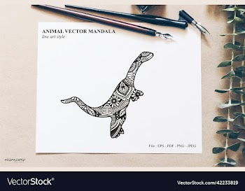 dinos mandala line art style boho style