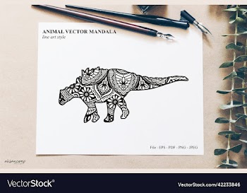 dinos mandala line art style boho style