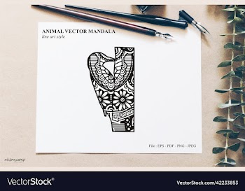 dinos mandala line art style boho style