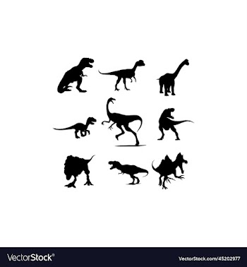 dinosaurs animal silhouette set creative design