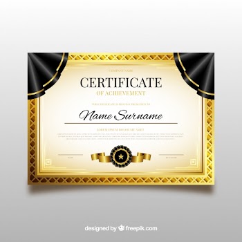 Diploma template with golden elements