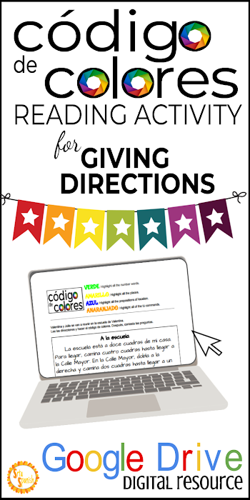 Directions in Spanish Código de Colores Activity | Srta Spanish ...