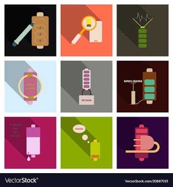 Discharged and fully charged battery smartphone vector image