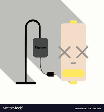 Discharged and fully charged battery smartphone vector image