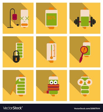 Discharged and fully charged battery smartphone vector image