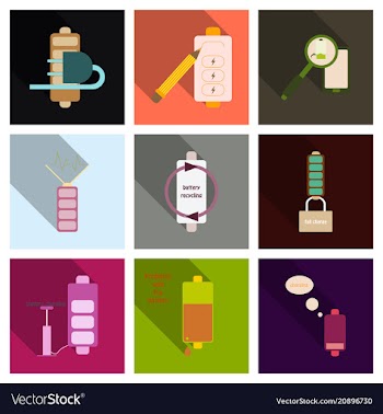 Discharged and fully charged battery smartphone vector image