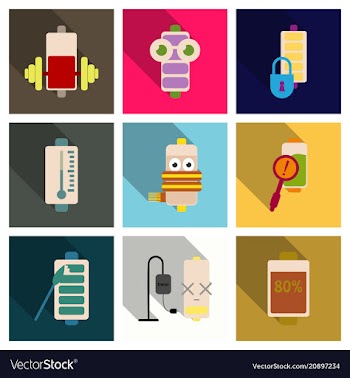 Discharged and fully charged battery smartphone vector image
