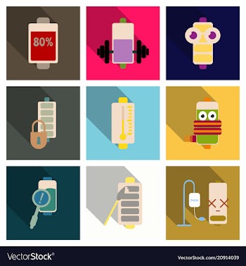 Discharged and fully charged battery smartphone vector image