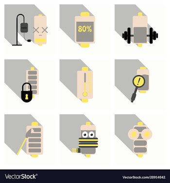 Discharged and fully charged battery smartphone vector image