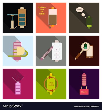 Discharged and fully charged battery smartphone vector image