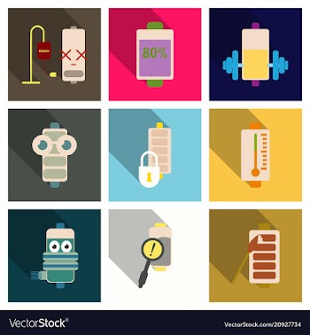 Discharged and fully charged battery smartphone vector image
