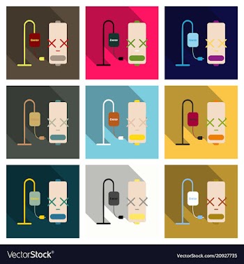 Discharged and fully charged battery smartphone vector image