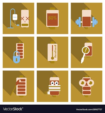 Discharged and fully charged battery smartphone vector image