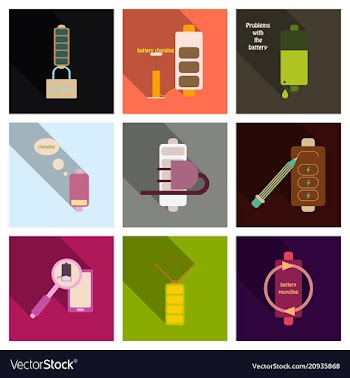 Discharged and fully charged battery smartphone vector image