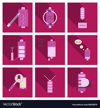 Discharged and fully charged battery smartphone vector image