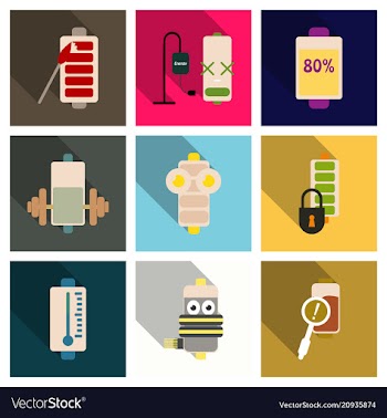 Discharged and fully charged battery smartphone vector image