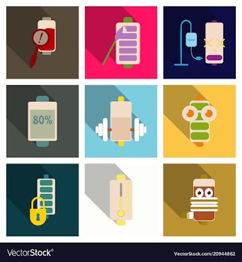Discharged and fully charged battery smartphone vector image