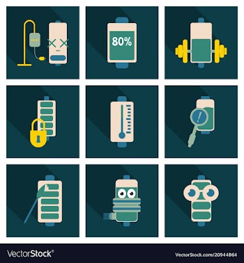Discharged and fully charged battery smartphone vector image