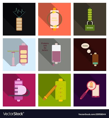 Discharged and fully charged battery smartphone vector image