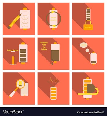 Discharged and fully charged battery smartphone vector image