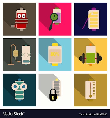 Discharged and fully charged battery smartphone vector image