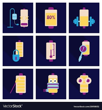 Discharged and fully charged battery smartphone vector image