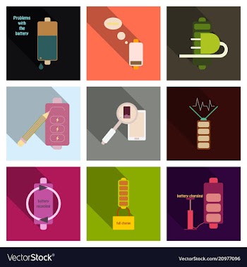 Discharged and fully charged battery smartphone vector image