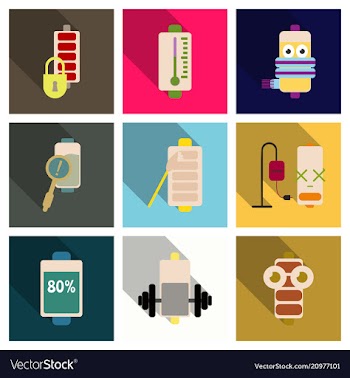 Discharged and fully charged battery smartphone vector image