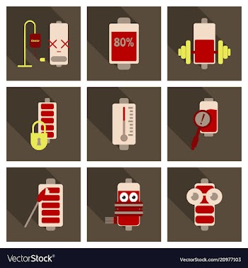 Discharged and fully charged battery smartphone vector image