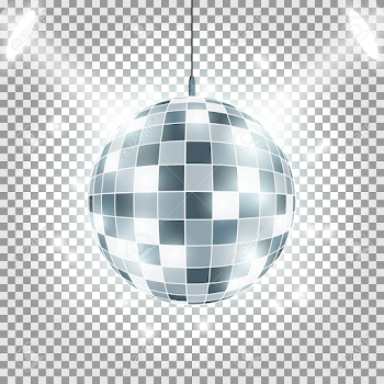 Disco Ball With Light Rays On Transparent Background. Spotlights ...
