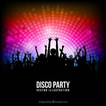 Disco party poster with silhouettes Free Vector