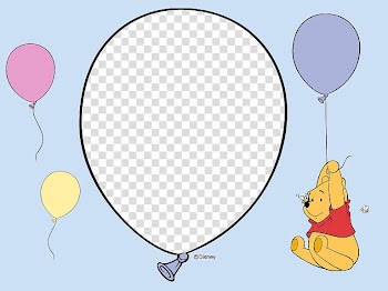 Disney Winnie the Pooh and balloons poster, Lesson, Winnie the Pooh Children Frame design template transparent background PNG clipart