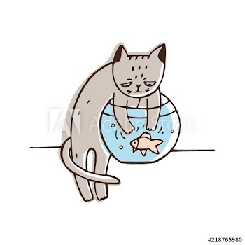 Disobedient cat trying to catch aquarium fish