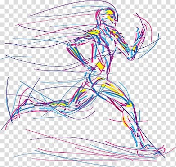 Display device, running people colored lines transparent background PNG clipart