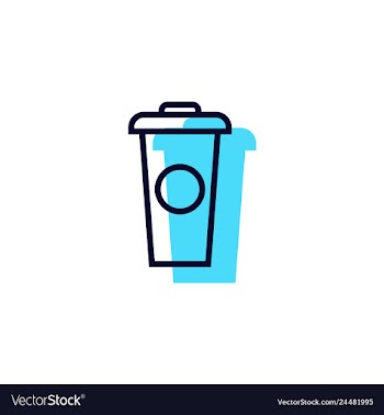 Disposable coffee cup logo icon line outline vector image