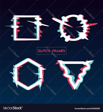 Distorted glitch style modern frame set design vector image
