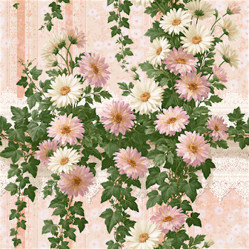 Distressed Shabby Chic Daisy and Ivy Pattern