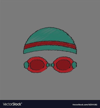 Diver swimmer equipment in hatching style vector image
