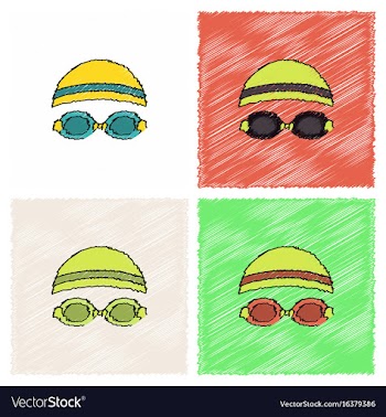 Diver swimmer equipment in hatching style vector image
