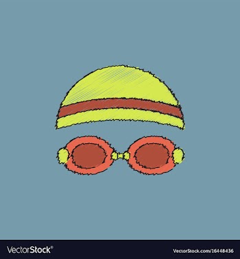 Diver swimmer equipment in hatching style vector image