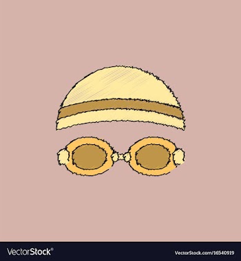 Diver swimmer equipment in hatching style vector image