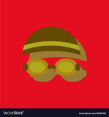 Diver swimmer equipment in sticker style vector image