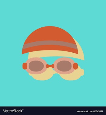 Diver swimmer equipment in sticker style vector image